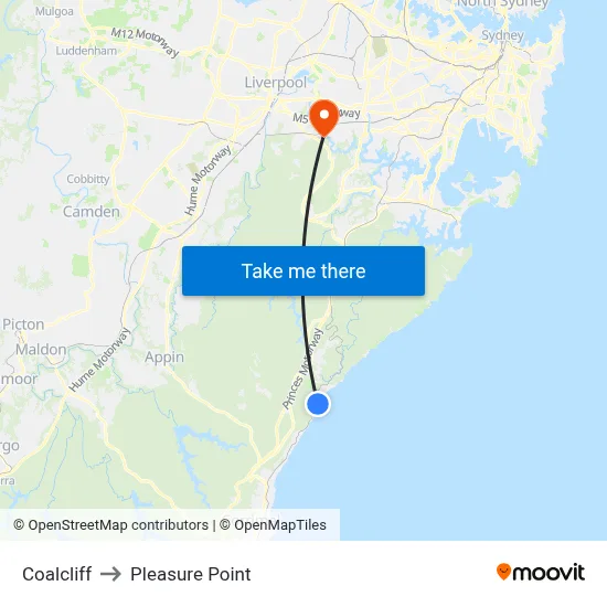 Coalcliff to Pleasure Point map