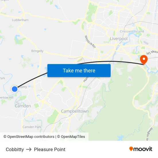 Cobbitty to Pleasure Point map