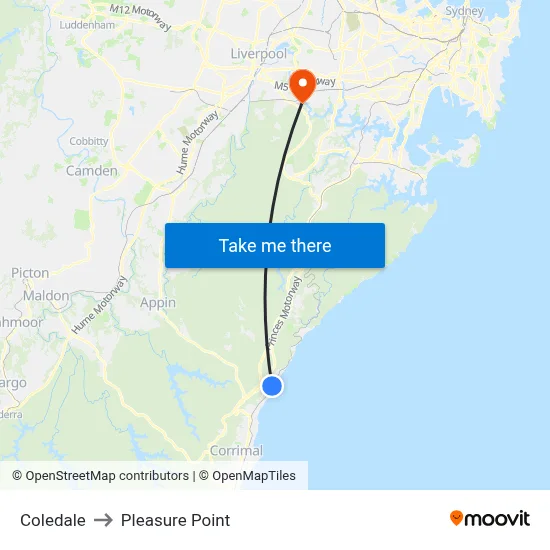 Coledale to Pleasure Point map