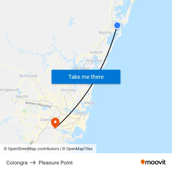 Colongra to Pleasure Point map