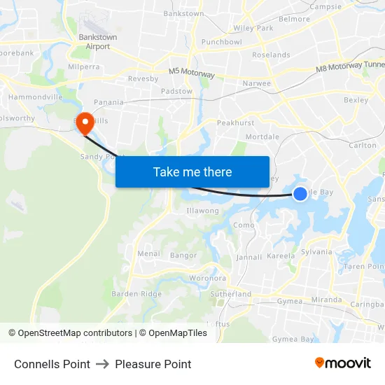 Connells Point to Pleasure Point map