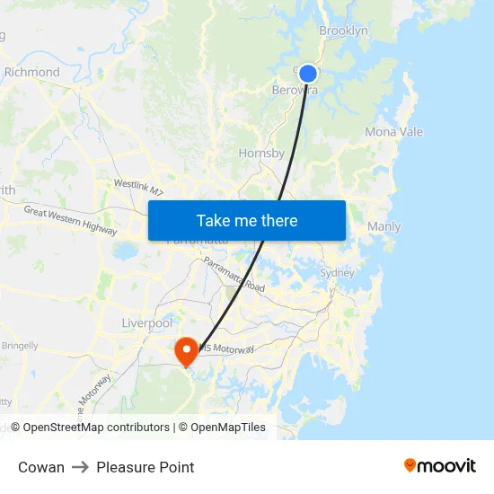 Cowan to Pleasure Point map