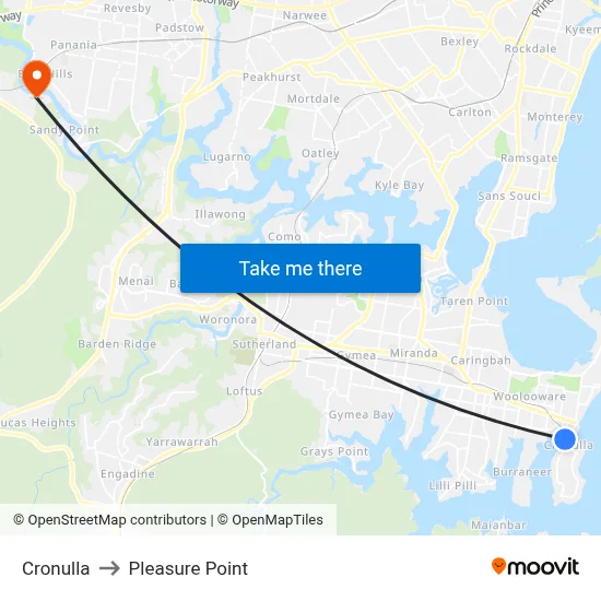 Cronulla to Pleasure Point map