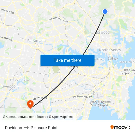 Davidson to Pleasure Point map