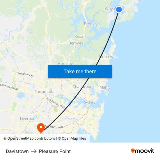 Davistown to Pleasure Point map