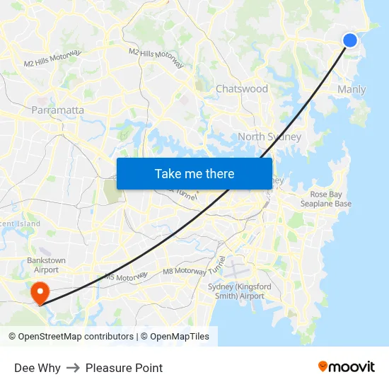 Dee Why to Pleasure Point map