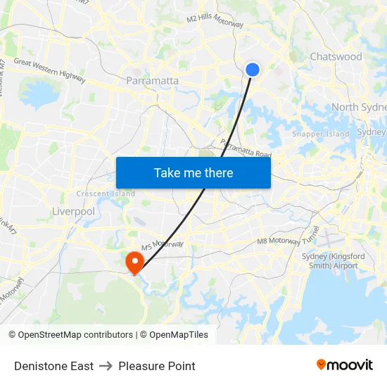 Denistone East to Pleasure Point map