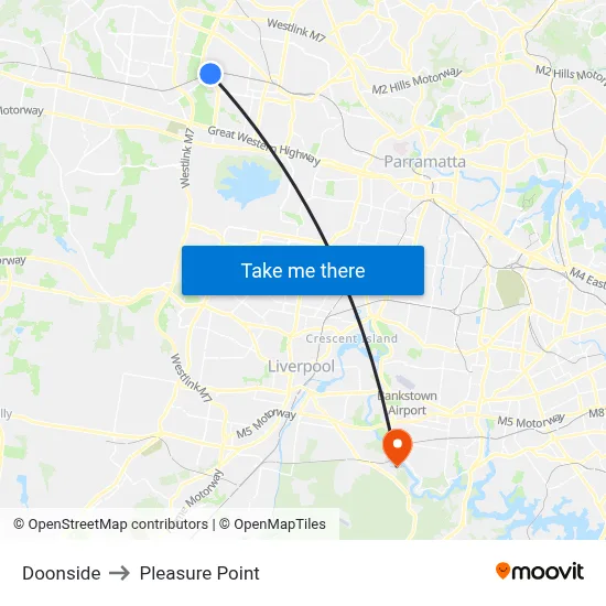 Doonside to Pleasure Point map