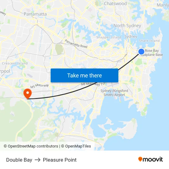 Double Bay to Pleasure Point map