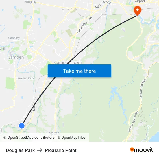 Douglas Park to Pleasure Point map