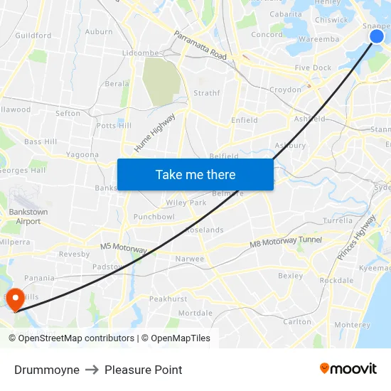 Drummoyne to Pleasure Point map