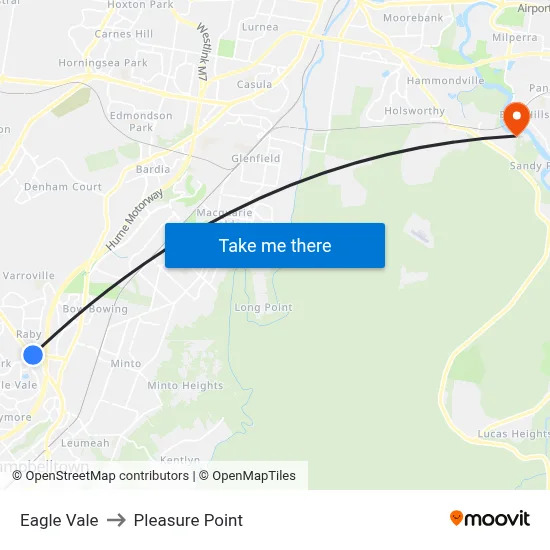 Eagle Vale to Pleasure Point map