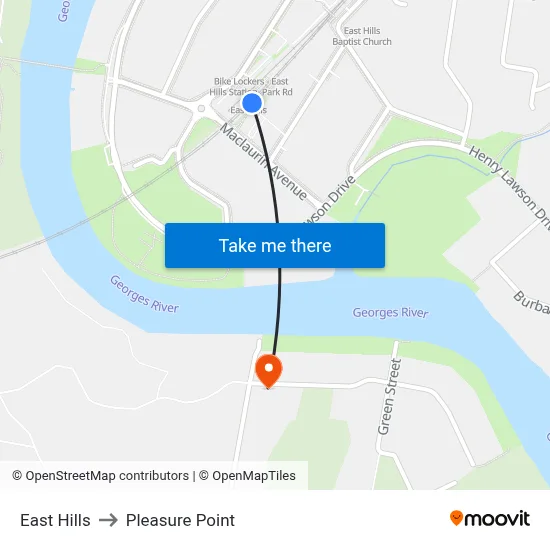 East Hills to Pleasure Point map