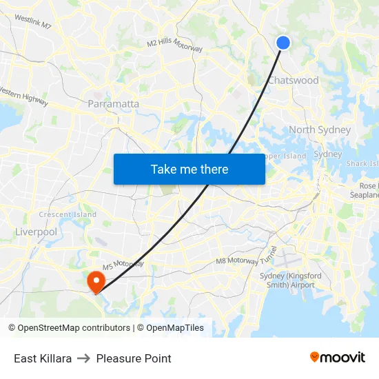 East Killara to Pleasure Point map