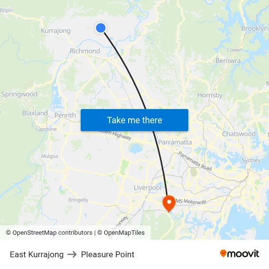 East Kurrajong to Pleasure Point map