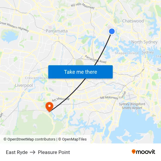 East Ryde to Pleasure Point map