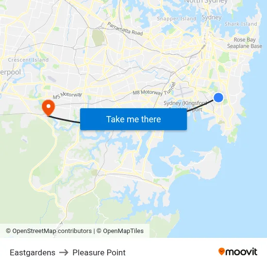 Eastgardens to Pleasure Point map