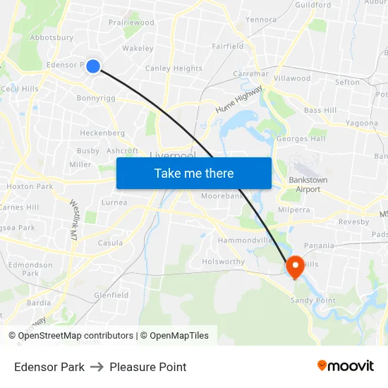 Edensor Park to Pleasure Point map