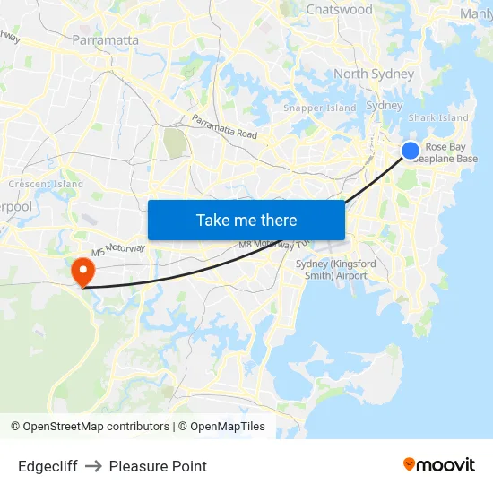 Edgecliff to Pleasure Point map