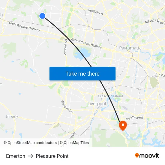 Emerton to Pleasure Point map