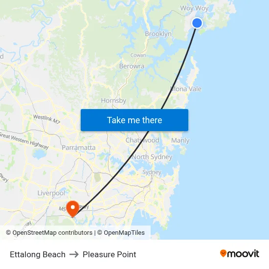 Ettalong Beach to Pleasure Point map