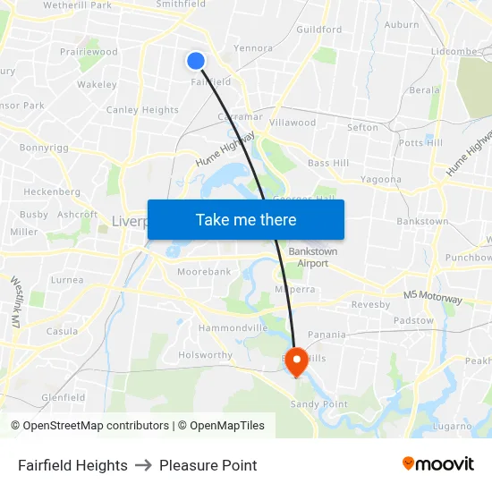 Fairfield Heights to Pleasure Point map