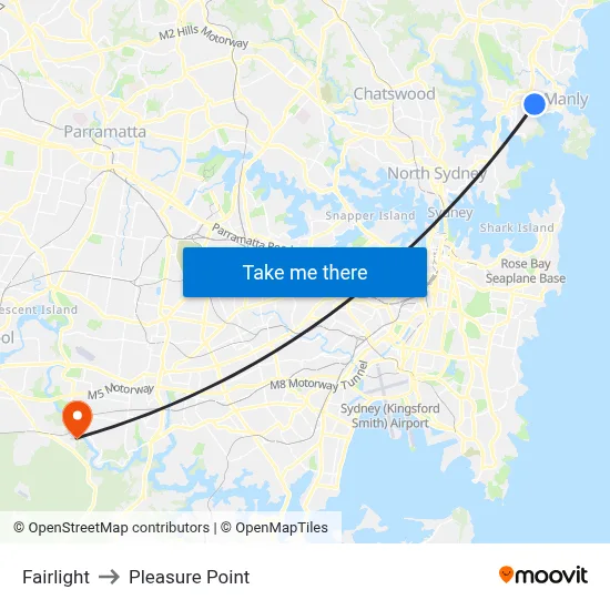Fairlight to Pleasure Point map