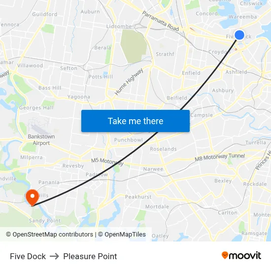 Five Dock to Pleasure Point map