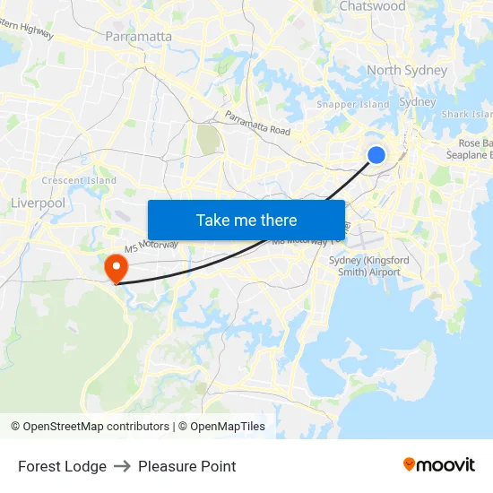 Forest Lodge to Pleasure Point map
