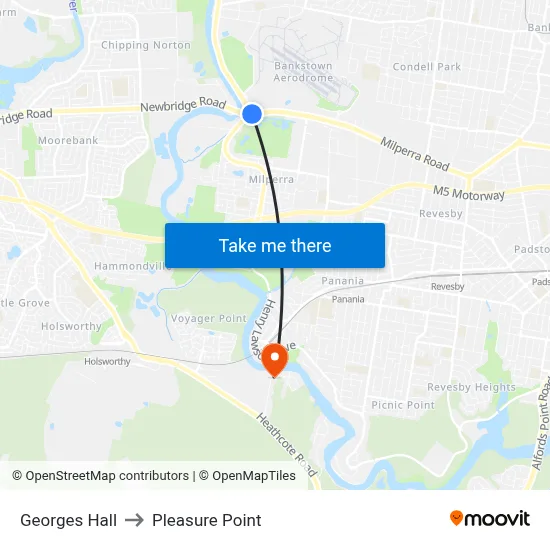 Georges Hall to Pleasure Point map