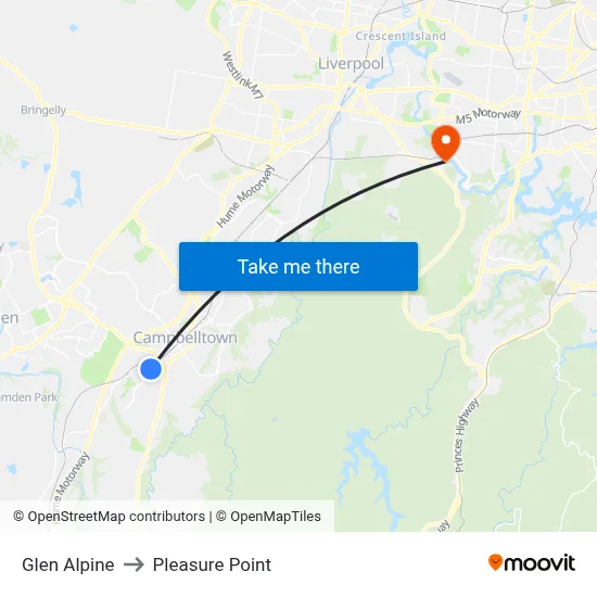 Glen Alpine to Pleasure Point map