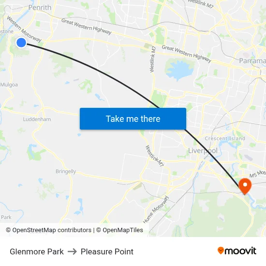 Glenmore Park to Pleasure Point map