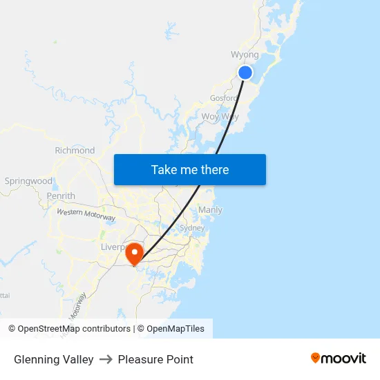 Glenning Valley to Pleasure Point map