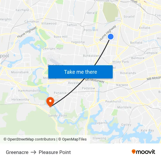 Greenacre to Pleasure Point map