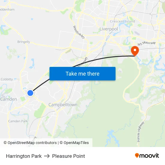 Harrington Park to Pleasure Point map