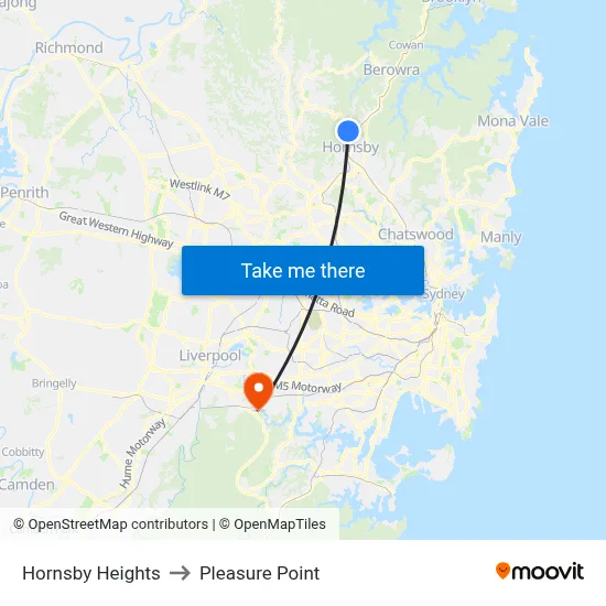 Hornsby Heights to Pleasure Point map