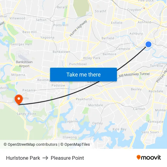 Hurlstone Park to Pleasure Point map