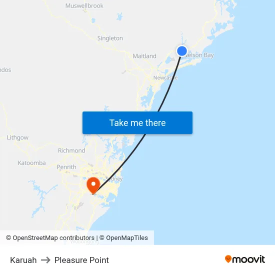 Karuah to Pleasure Point map