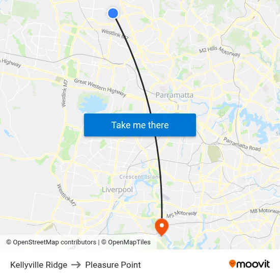 Kellyville Ridge to Pleasure Point map