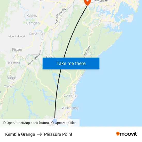 Kembla Grange to Pleasure Point map