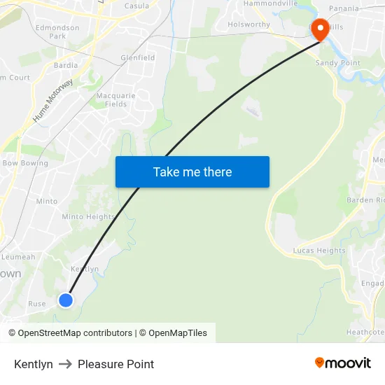 Kentlyn to Pleasure Point map