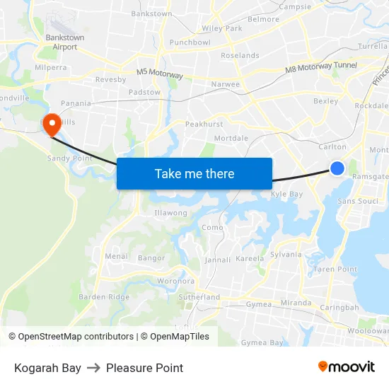 Kogarah Bay to Pleasure Point map