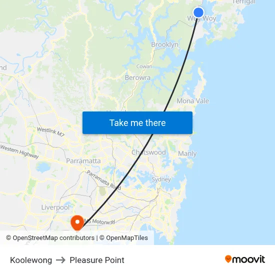 Koolewong to Pleasure Point map