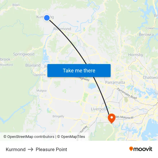 Kurmond to Pleasure Point map
