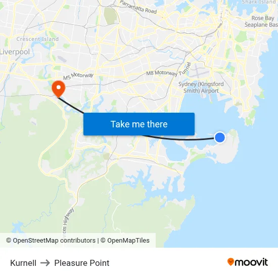 Kurnell to Pleasure Point map