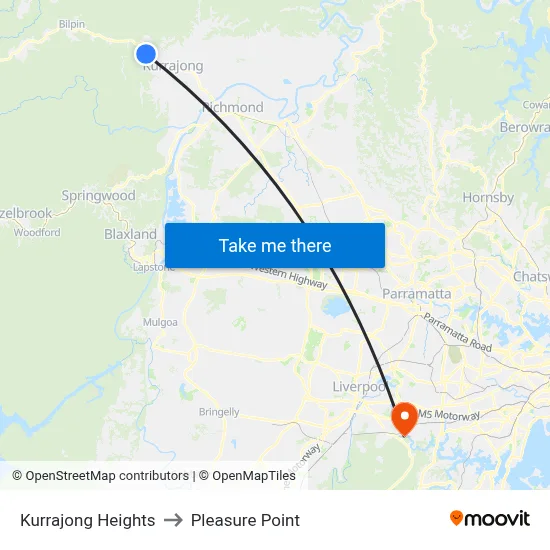 Kurrajong Heights to Pleasure Point map