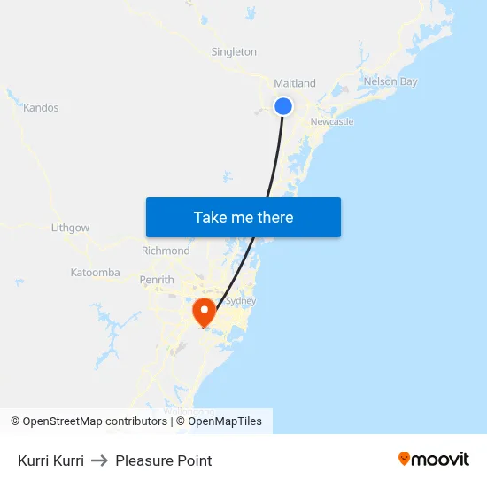 Kurri Kurri to Pleasure Point map