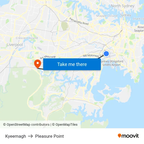 Kyeemagh to Pleasure Point map