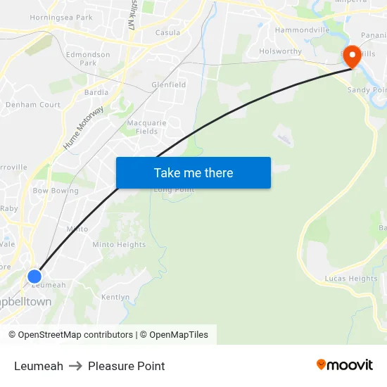 Leumeah to Pleasure Point map