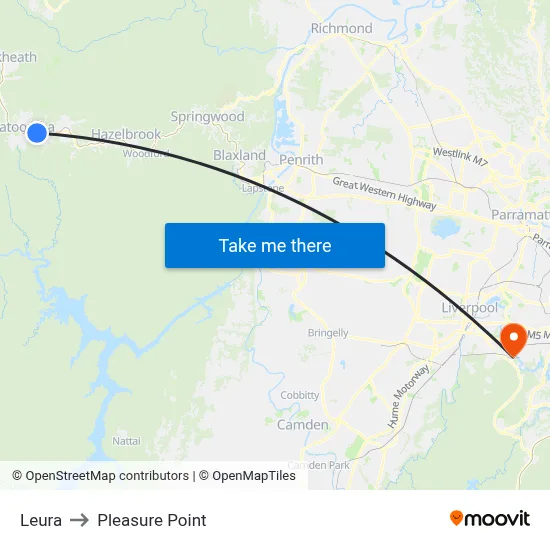 Leura to Pleasure Point map